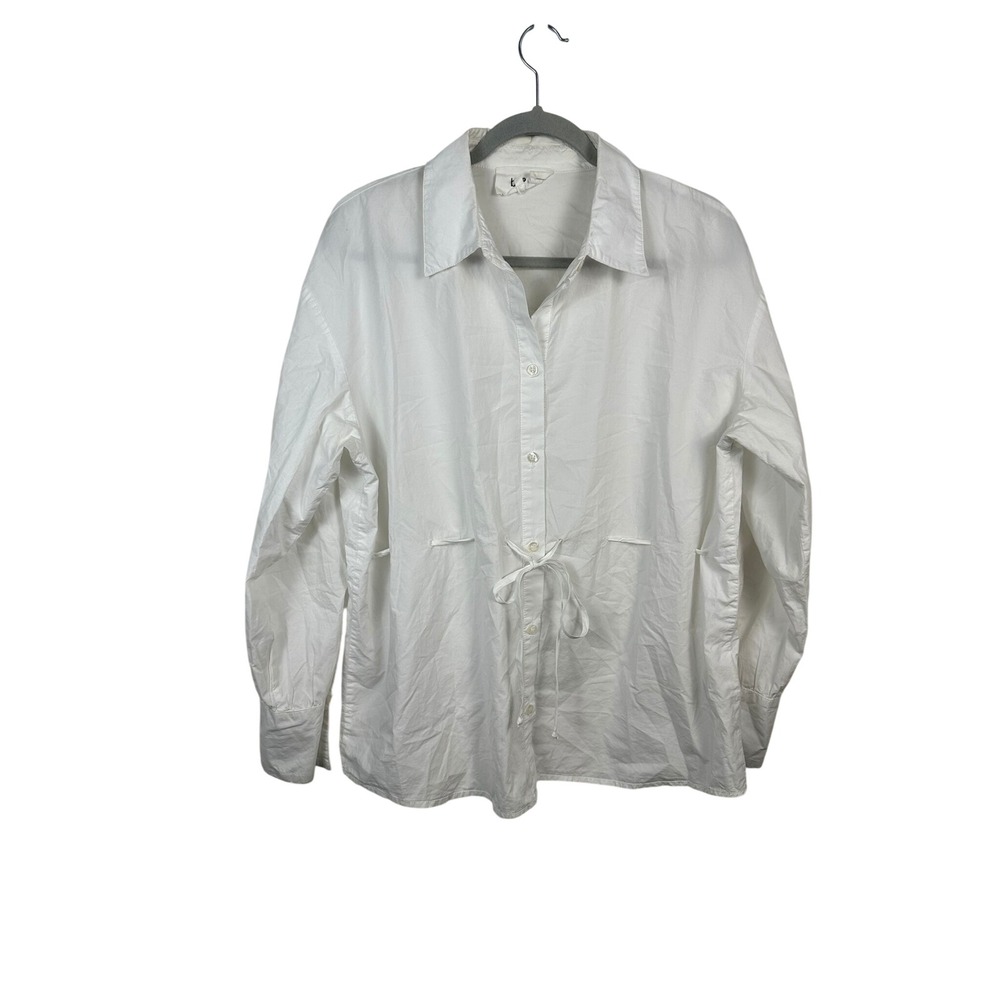 ba&sh Button Down Shirt Women Size 2 White Excellent Drawstring Waist Cotton